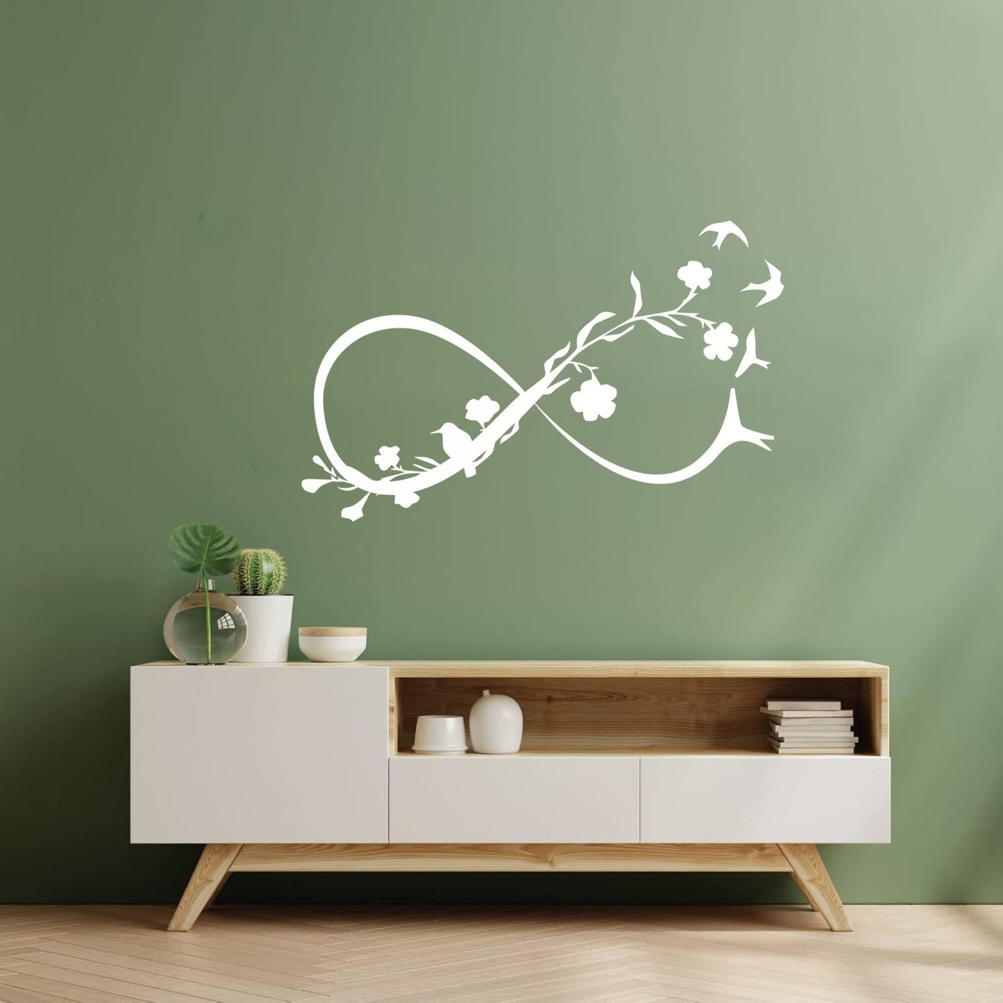 Lettering Decals Infinity Symbol Woman Girl Flowers Birds Wall Beautification