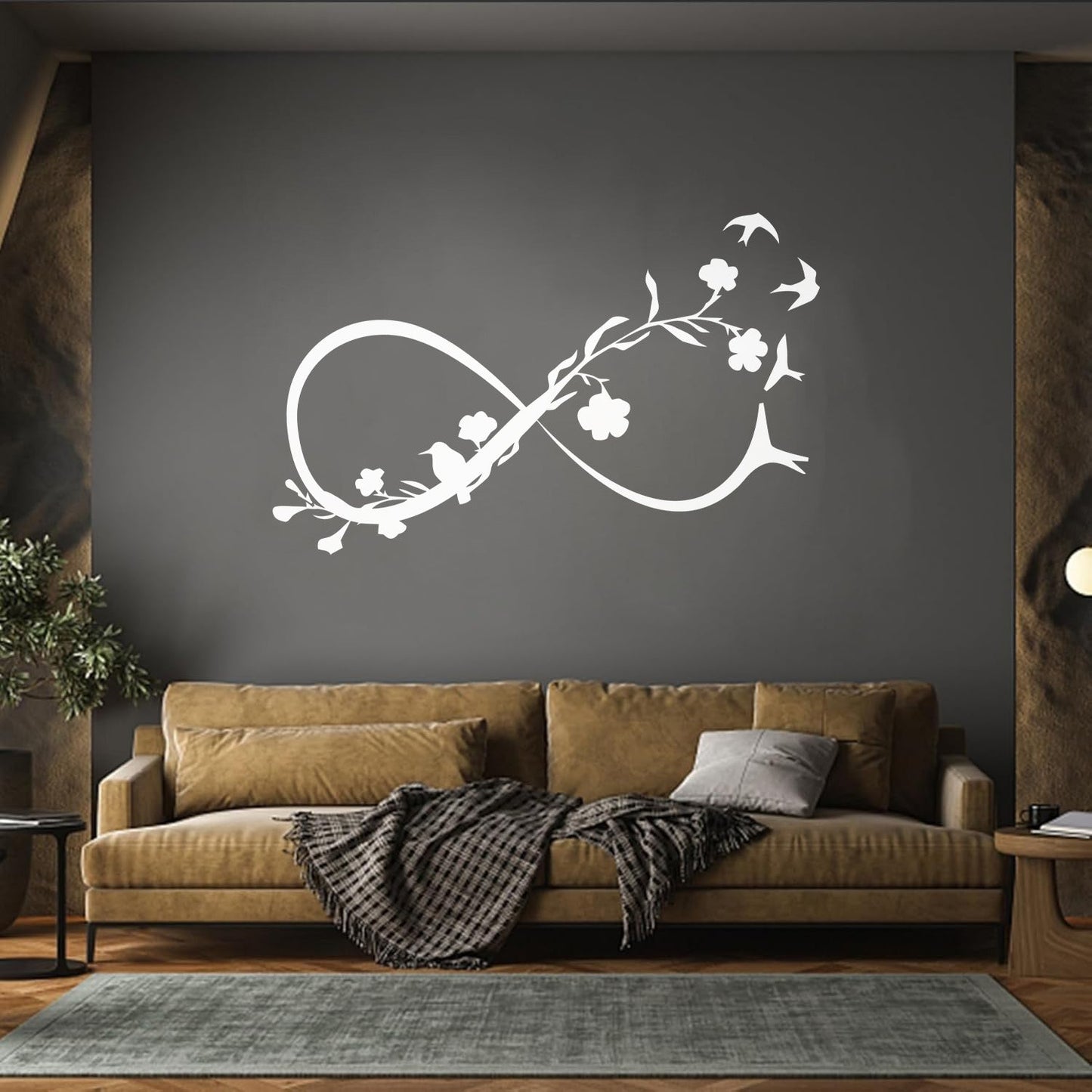 Lettering Decals Infinity Symbol Woman Girl Flowers Birds Wall Beautification