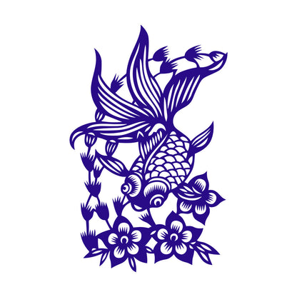 Wall Stickers Paster Paper Japanese Goldfish Aquarium Flowers Asian Style Multi Color Selection