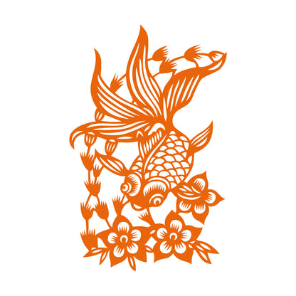 Wall Stickers Paster Paper Japanese Goldfish Aquarium Flowers Asian Style Multi Color Selection