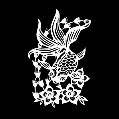 Wall Stickers Paster Paper Japanese Goldfish Aquarium Flowers Asian Style Multi Color Selection