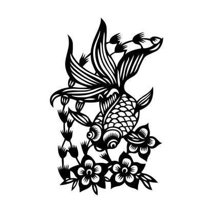 Wall Stickers Paster Paper Japanese Goldfish Aquarium Flowers Asian Style Multi Color Selection