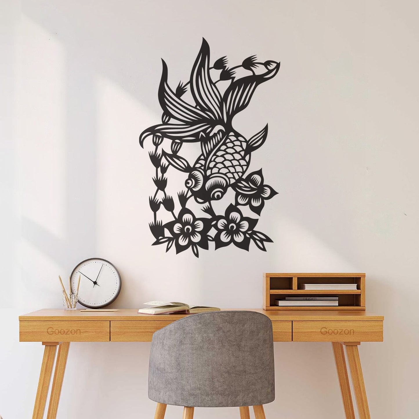 Wall Stickers Paster Paper Japanese Goldfish Aquarium Flowers Asian Style Multi Color Selection