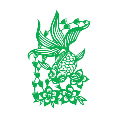 Wall Stickers Paster Paper Japanese Goldfish Aquarium Flowers Asian Style Multi Color Selection