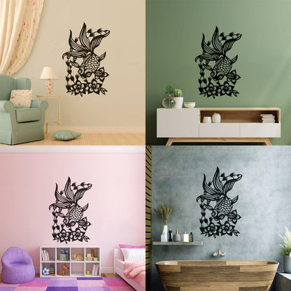 Wall Stickers Paster Paper Japanese Goldfish Aquarium Flowers Asian Style Multi Color Selection