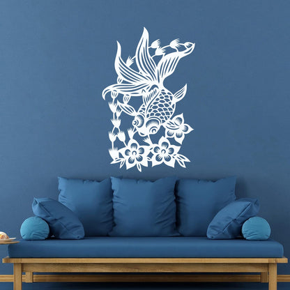 Wall Stickers Paster Paper Japanese Goldfish Aquarium Flowers Asian Style Multi Color Selection