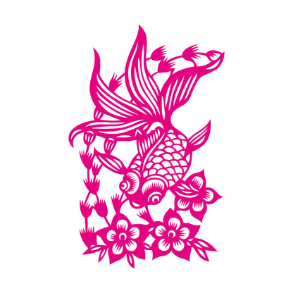 Wall Stickers Paster Paper Japanese Goldfish Aquarium Flowers Asian Style Multi Color Selection