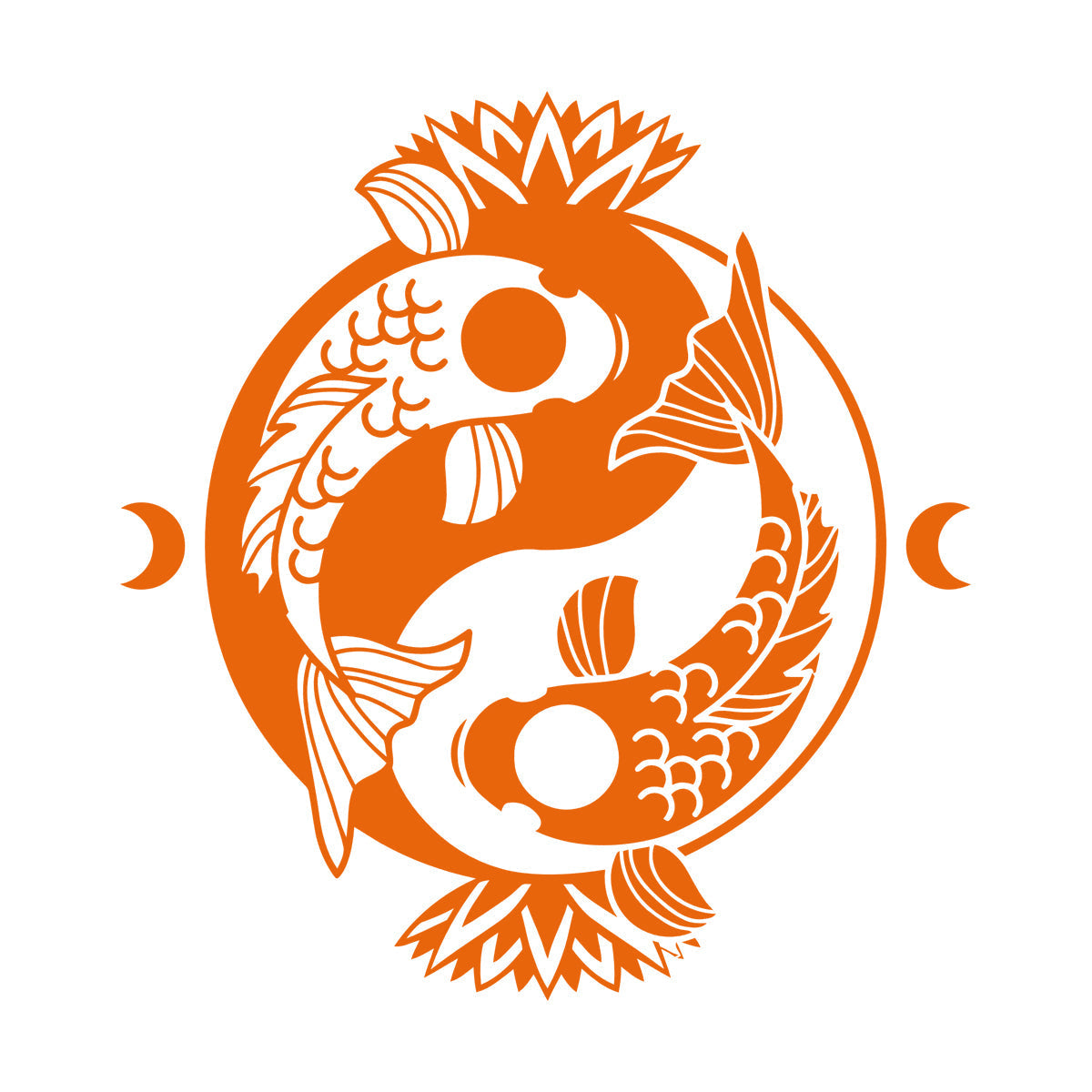 Engraving Stickers Koi Carp Yin Yang Symbol Buddhism Lotus Flower It Won'T Fall Off