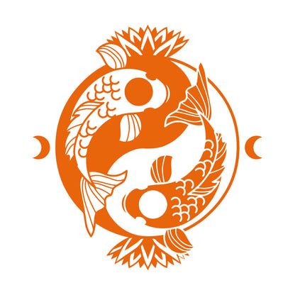 Engraving Stickers Koi Carp Yin Yang Symbol Buddhism Lotus Flower It Won'T Fall Off