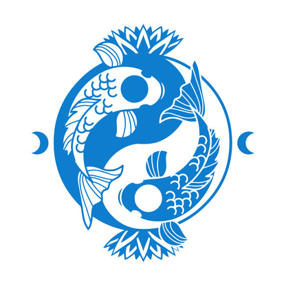 Engraving Stickers Koi Carp Yin Yang Symbol Buddhism Lotus Flower It Won'T Fall Off