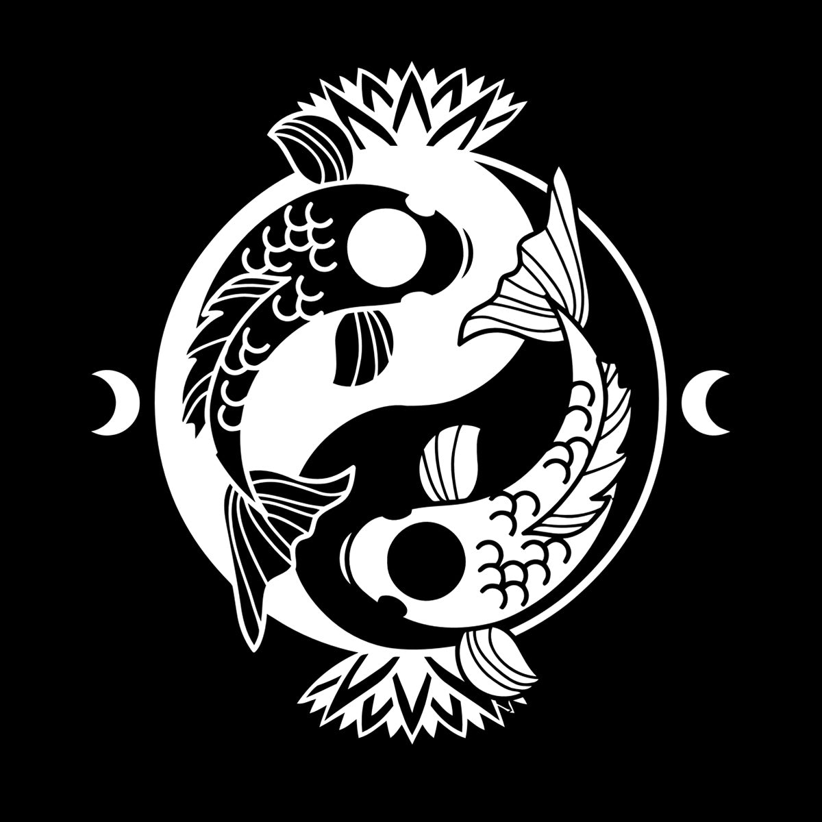 Engraving Stickers Koi Carp Yin Yang Symbol Buddhism Lotus Flower It Won'T Fall Off