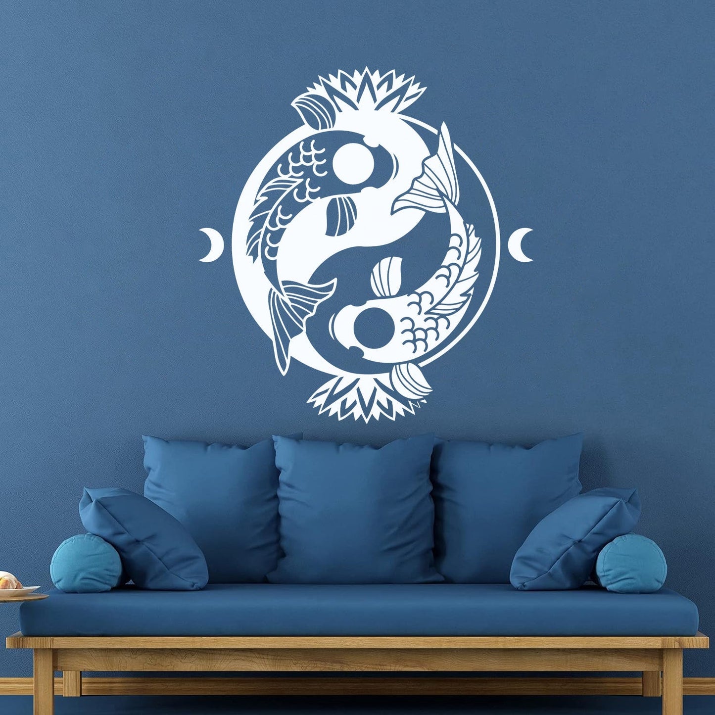 Engraving Stickers Koi Carp Yin Yang Symbol Buddhism Lotus Flower It Won'T Fall Off