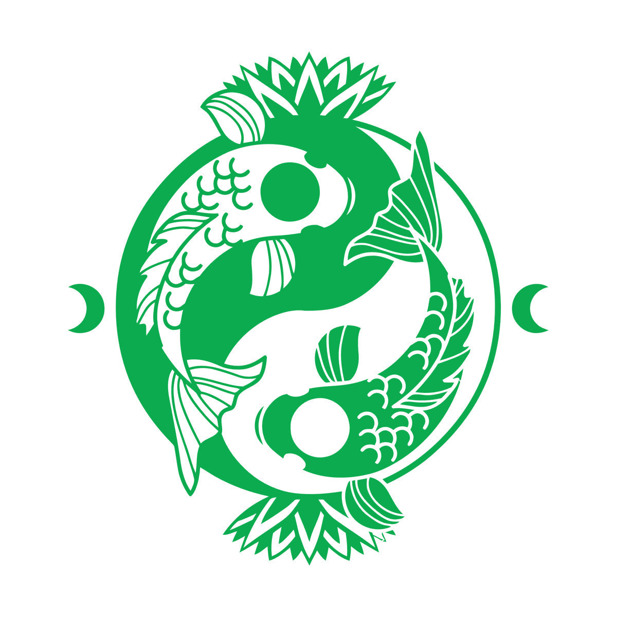 Engraving Stickers Koi Carp Yin Yang Symbol Buddhism Lotus Flower It Won'T Fall Off