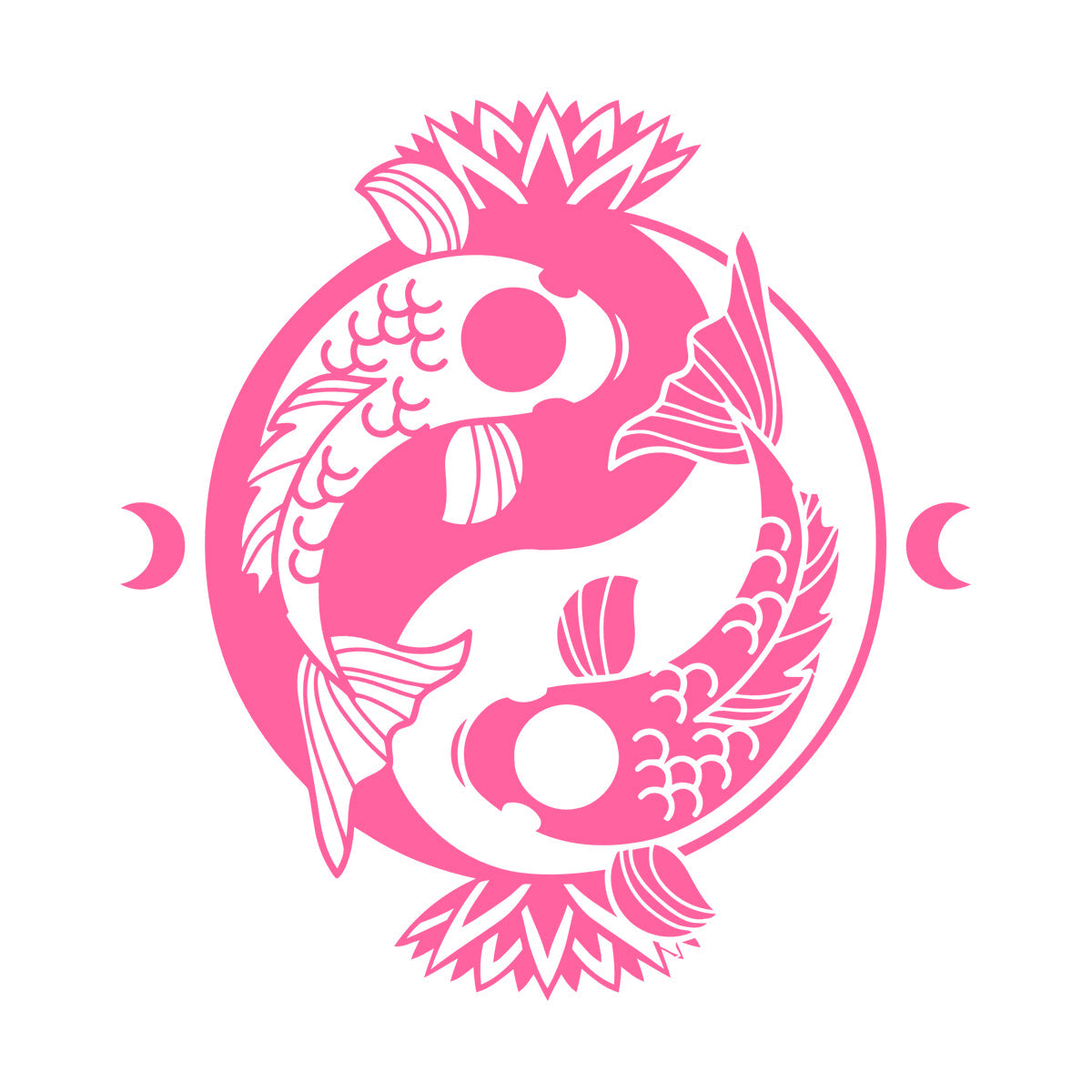 Engraving Stickers Koi Carp Yin Yang Symbol Buddhism Lotus Flower It Won'T Fall Off