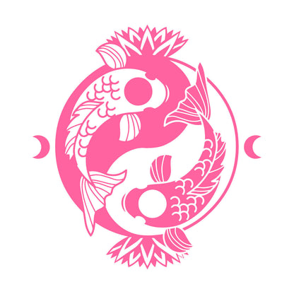 Engraving Stickers Koi Carp Yin Yang Symbol Buddhism Lotus Flower It Won'T Fall Off