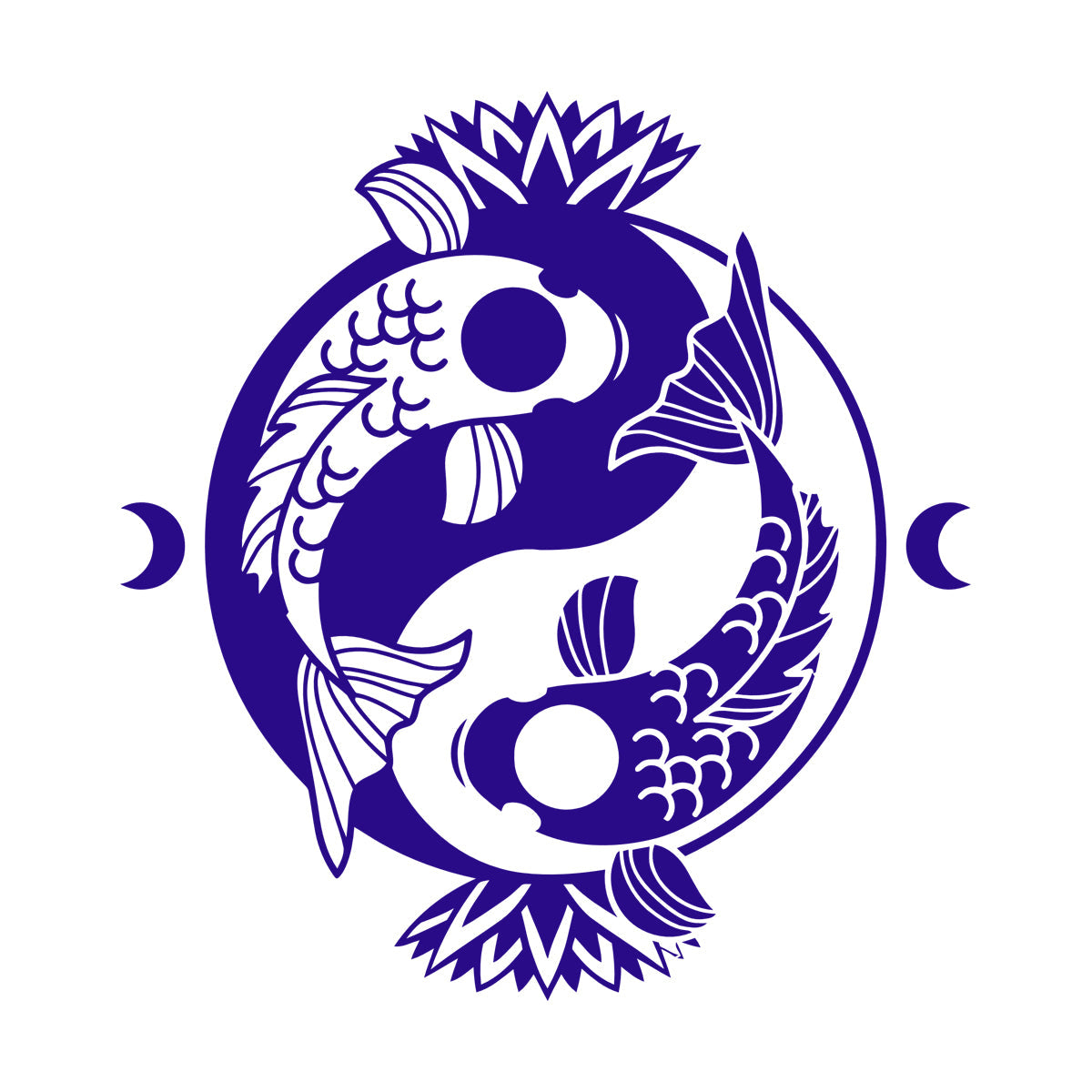 Engraving Stickers Koi Carp Yin Yang Symbol Buddhism Lotus Flower It Won'T Fall Off