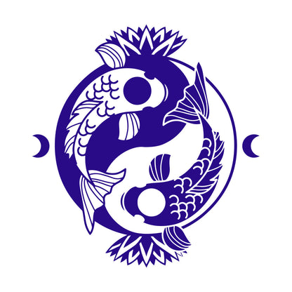 Engraving Stickers Koi Carp Yin Yang Symbol Buddhism Lotus Flower It Won'T Fall Off