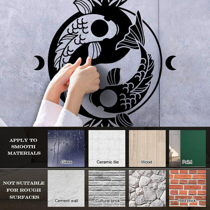Engraving Stickers Koi Carp Yin Yang Symbol Buddhism Lotus Flower It Won'T Fall Off