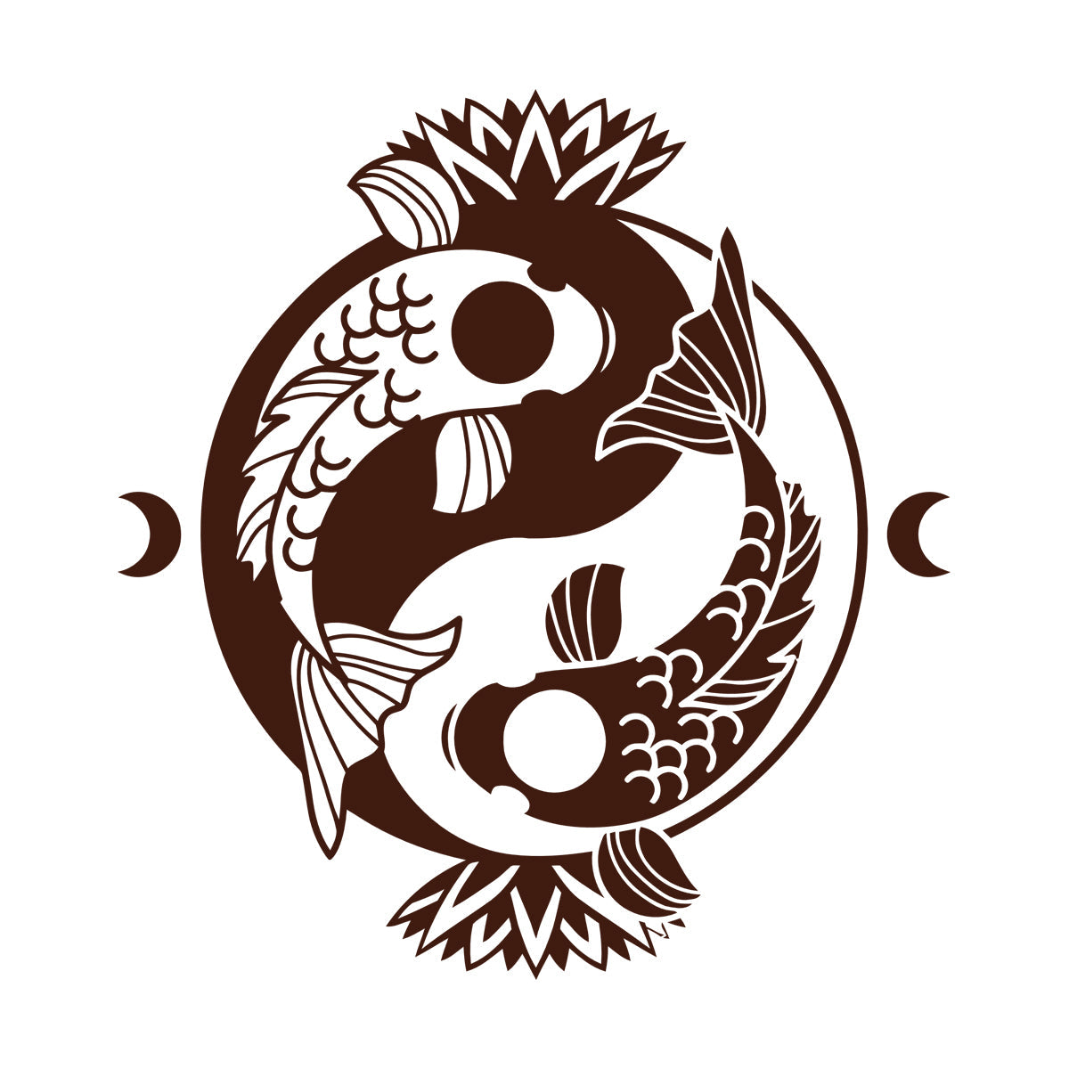 Engraving Stickers Koi Carp Yin Yang Symbol Buddhism Lotus Flower It Won'T Fall Off