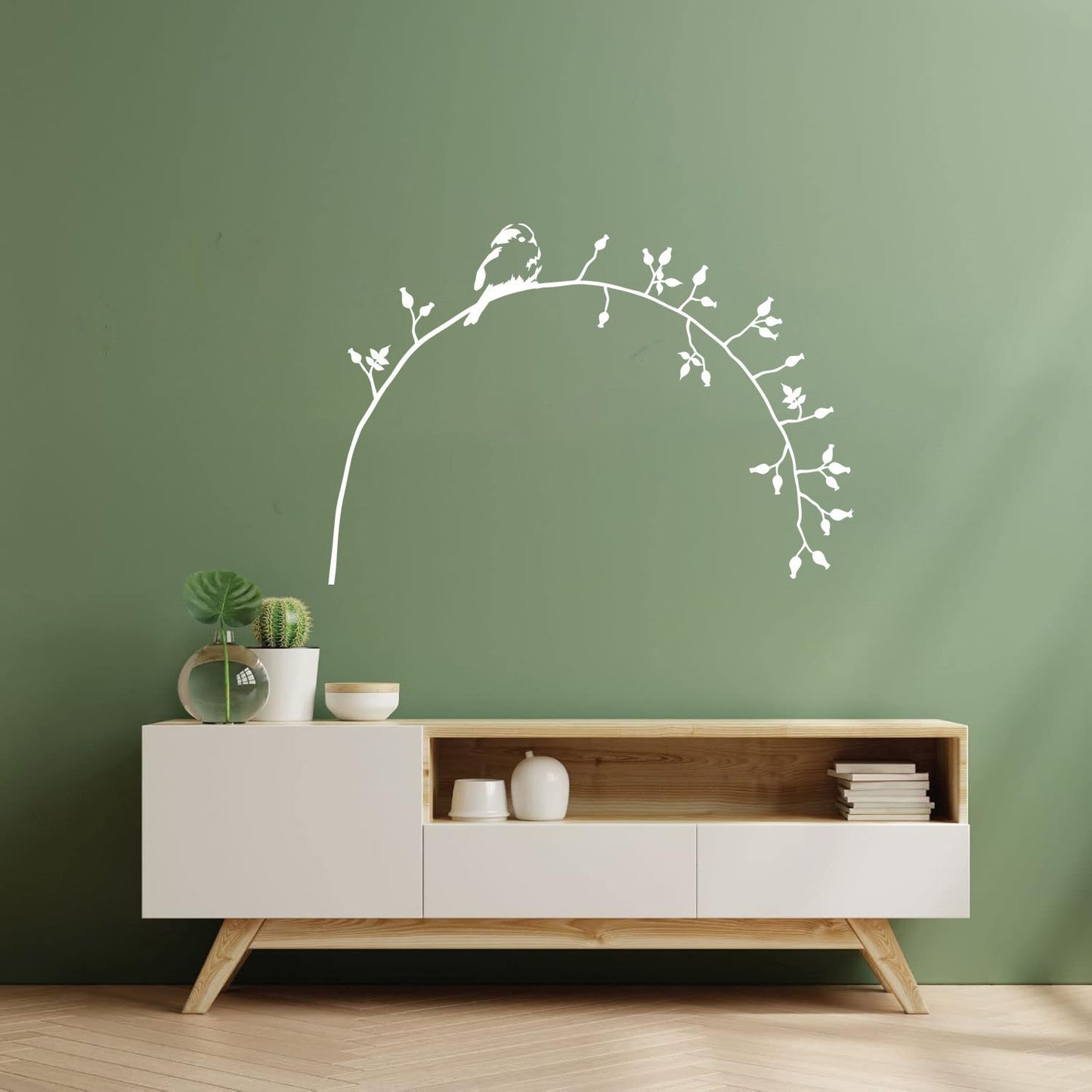 Lettering Decals Little Bird On Branch Flower Natural Animal Personalized Customization