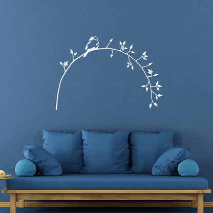 Lettering Decals Little Bird On Branch Flower Natural Animal Personalized Customization