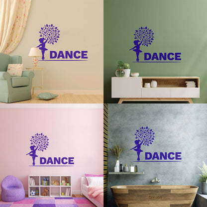Wall Decals Pvc Little Dancer Flower Pattern Kids Ballet Studio Can Modify And Add Information
