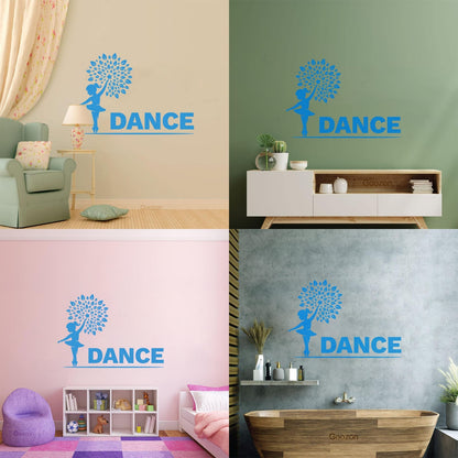 Wall Decals Pvc Little Dancer Flower Pattern Kids Ballet Studio Can Modify And Add Information