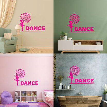 Wall Decals Pvc Little Dancer Flower Pattern Kids Ballet Studio Can Modify And Add Information