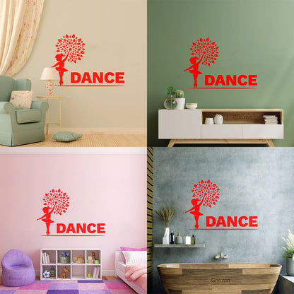 Wall Decals Pvc Little Dancer Flower Pattern Kids Ballet Studio Can Modify And Add Information