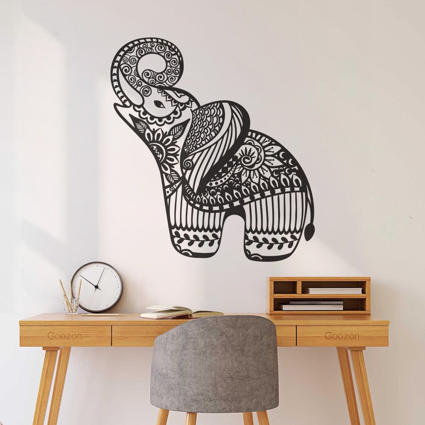 Little Elephant Ornament Animal Patterns Flowers Lettering Stickers Art Decoration