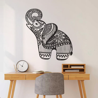 Little Elephant Ornament Animal Patterns Flowers Lettering Stickers Art Decoration
