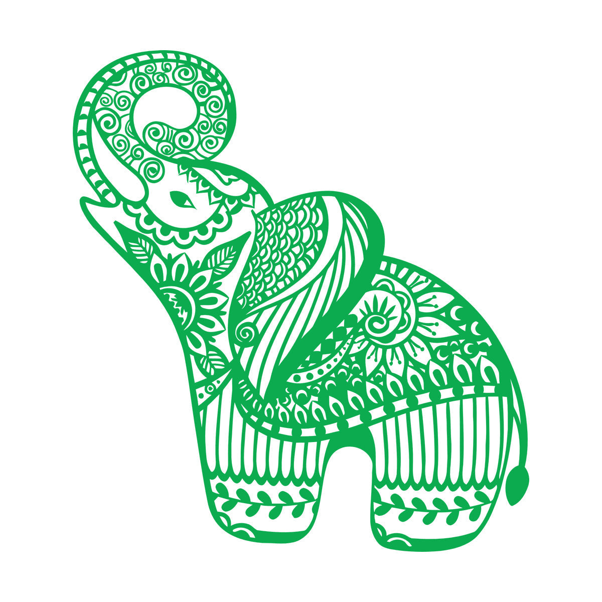 Little Elephant Ornament Animal Patterns Flowers Lettering Stickers Art Decoration