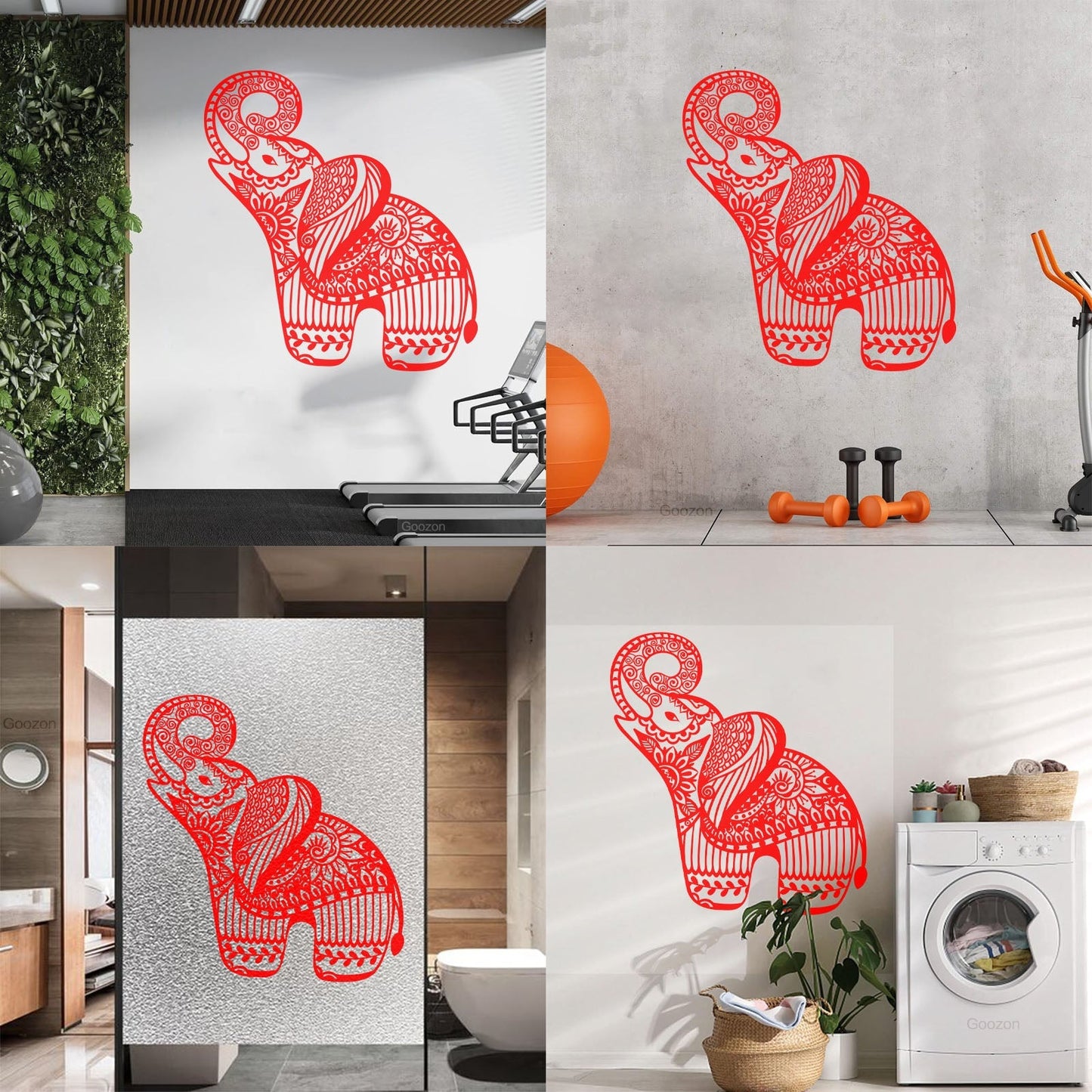 Little Elephant Ornament Animal Patterns Flowers Lettering Stickers Art Decoration