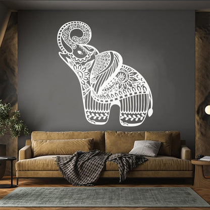 Little Elephant Ornament Animal Patterns Flowers Lettering Stickers Art Decoration