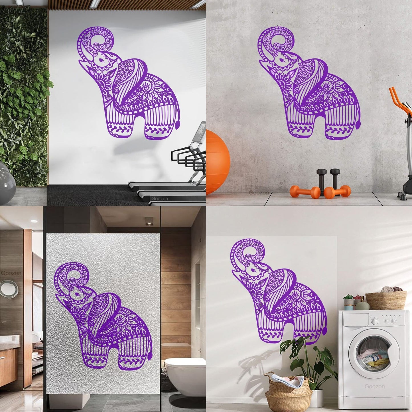 Little Elephant Ornament Animal Patterns Flowers Lettering Stickers Art Decoration