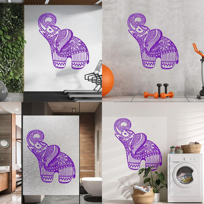 Little Elephant Ornament Animal Patterns Flowers Lettering Stickers Art Decoration