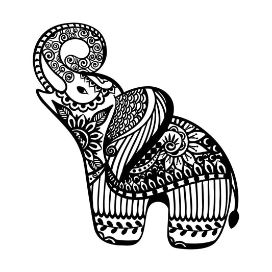 Little Elephant Ornament Animal Patterns Flowers Lettering Stickers Art Decoration