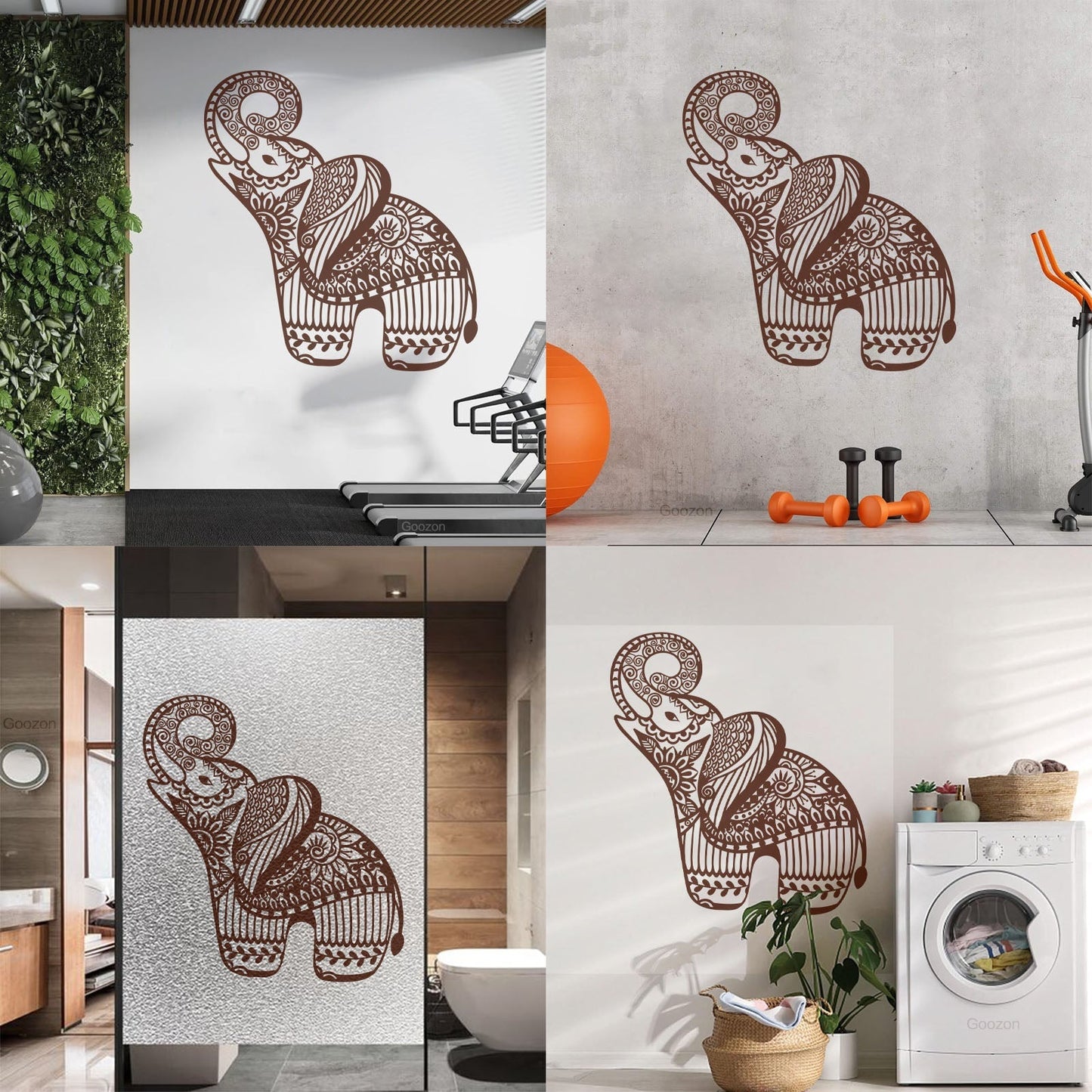 Little Elephant Ornament Animal Patterns Flowers Lettering Stickers Art Decoration