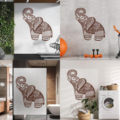 Little Elephant Ornament Animal Patterns Flowers Lettering Stickers Art Decoration