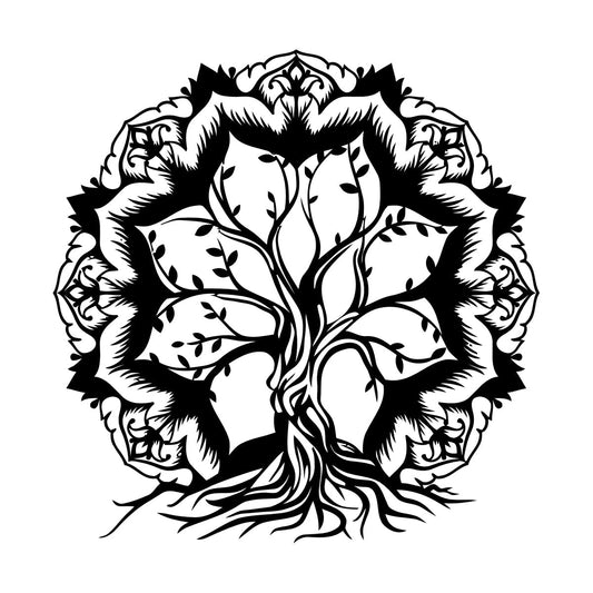 Vinyl Wall Decals Lotus Flower Abstract Tree Of Life Branches Glass Stickers