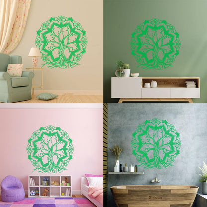 Vinyl Wall Decals Lotus Flower Abstract Tree Of Life Branches Glass Stickers