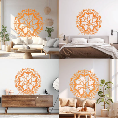 Vinyl Wall Decals Lotus Flower Abstract Tree Of Life Branches Glass Stickers