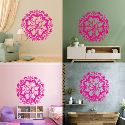 Vinyl Wall Decals Lotus Flower Abstract Tree Of Life Branches Glass Stickers