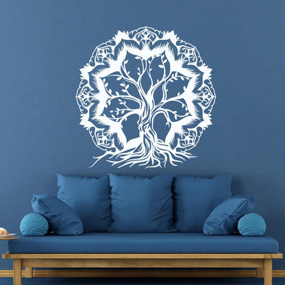 Vinyl Wall Decals Lotus Flower Abstract Tree Of Life Branches Glass Stickers