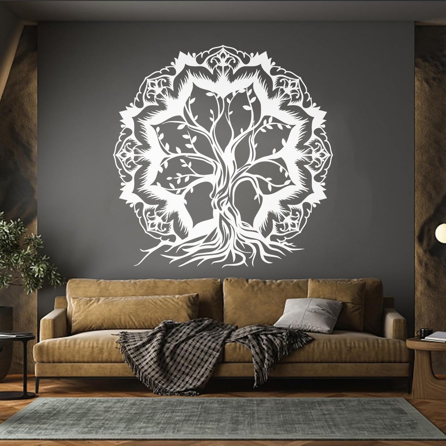 Vinyl Wall Decals Lotus Flower Abstract Tree Of Life Branches Glass Stickers