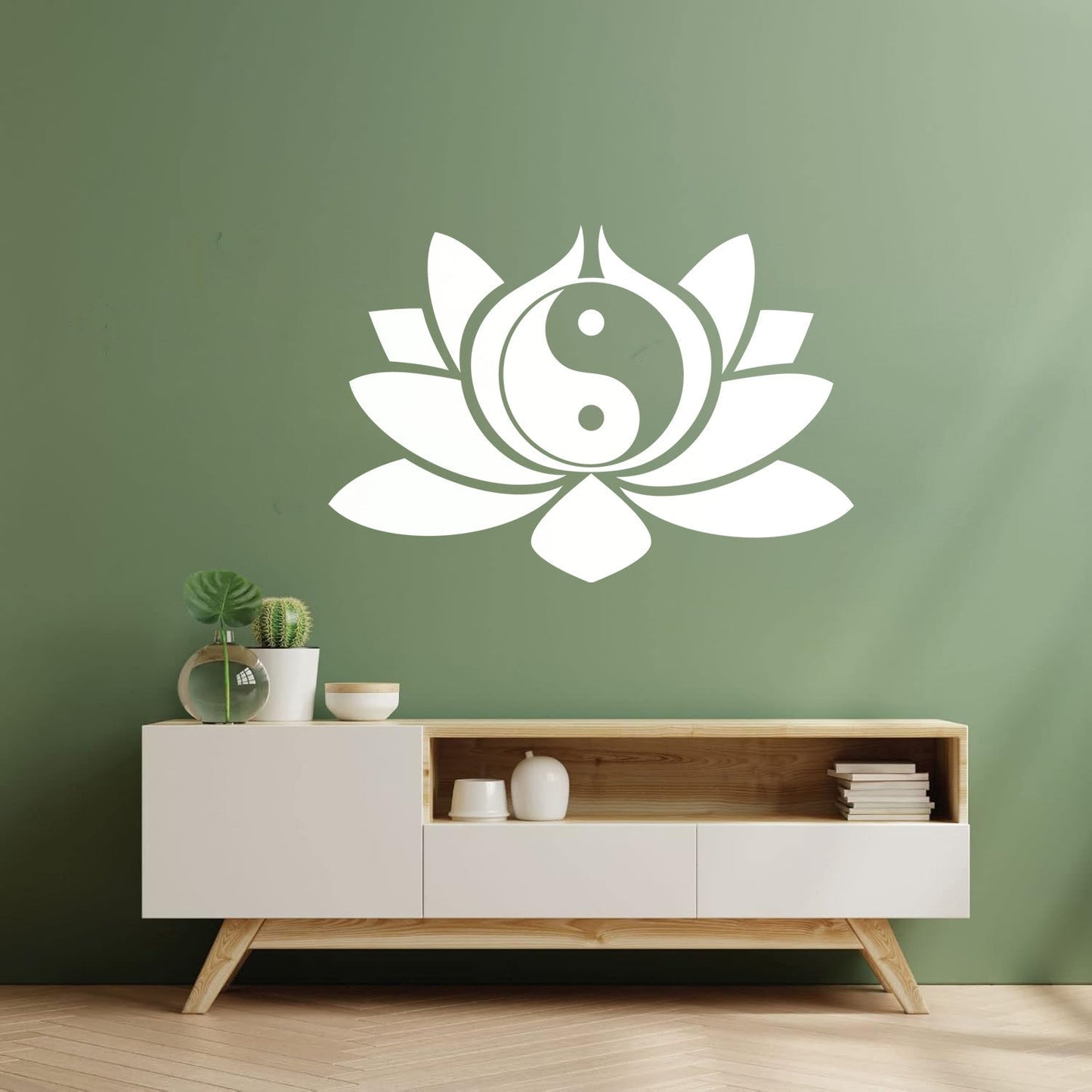 Wall Vinyl Sticker Decor Lotus Flower Yin Yang Symbol Buddhism Yoga Can Modify And Add Information
