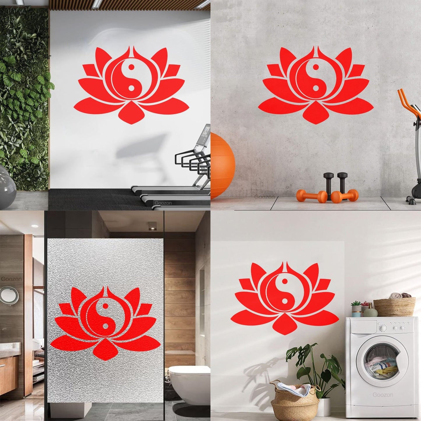 Wall Vinyl Sticker Decor Lotus Flower Yin Yang Symbol Buddhism Yoga Can Modify And Add Information