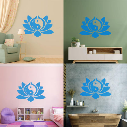 Wall Vinyl Sticker Decor Lotus Flower Yin Yang Symbol Buddhism Yoga Can Modify And Add Information