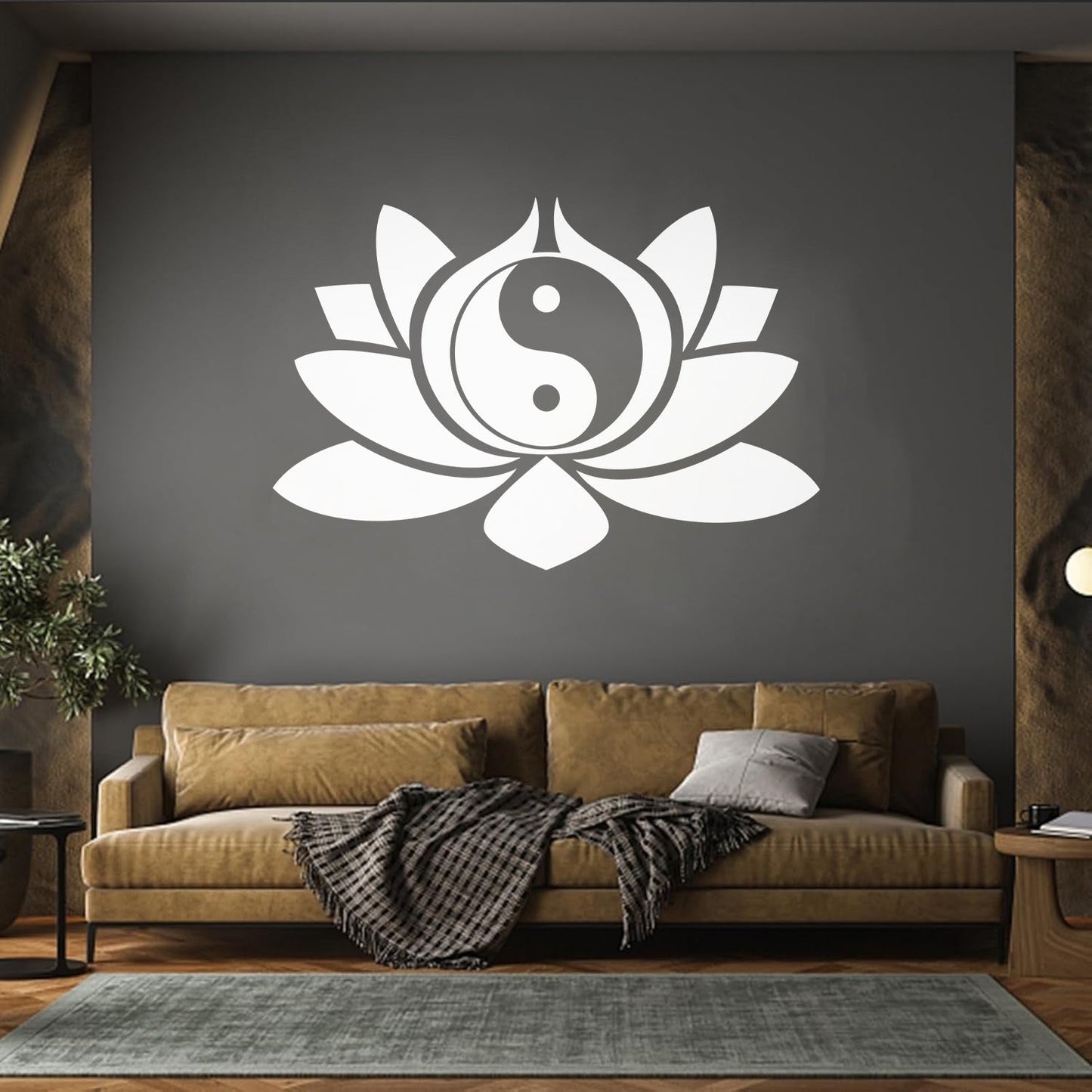 Wall Vinyl Sticker Decor Lotus Flower Yin Yang Symbol Buddhism Yoga Can Modify And Add Information