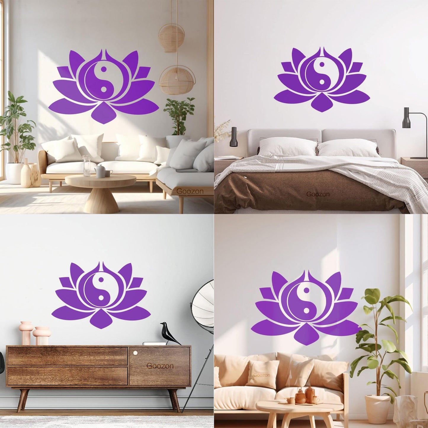 Wall Vinyl Sticker Decor Lotus Flower Yin Yang Symbol Buddhism Yoga Can Modify And Add Information
